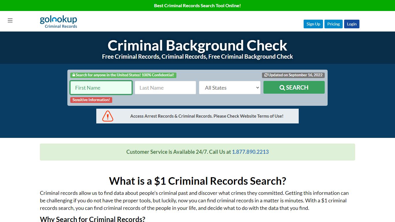 Free Trial Criminal Records Search, $1 Criminal Records Search - GoLookUp